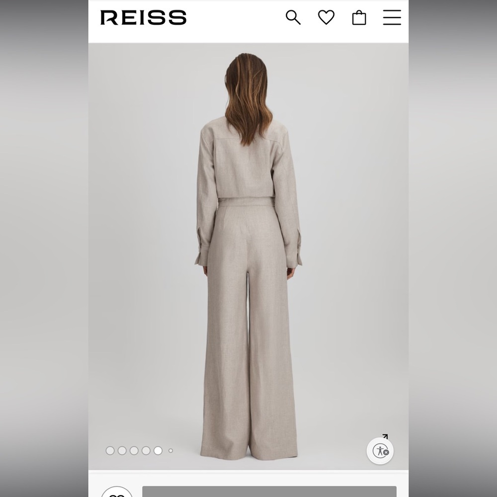 Reiss Anita Linen Wide Leg Jumpsuit in Neutral Size 0 - Picture 5 of 9